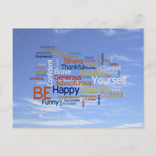 Word Cloud in Blue Sky Inspire Briefkaart (Voorkant)