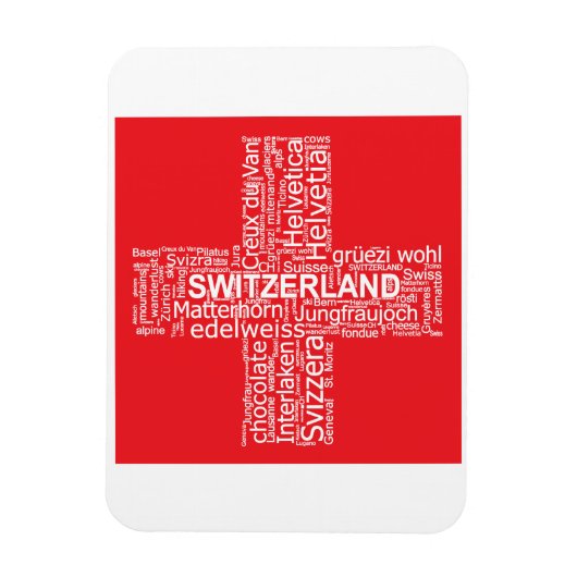 Word Cloud over Zwitserland Magneet (Verticaal)