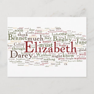 Word Cloud Pride en Prejudice Briefkaart