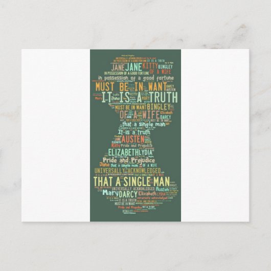 Word Cloud Pride en Prejudice Briefkaart (Voorkant)