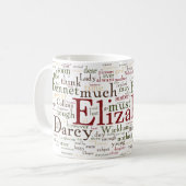 Word Cloud Pride en Prejudice Koffiemok (Voorkant links)