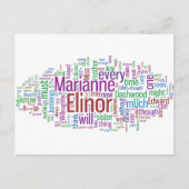 Word Cloud Sense en Sensibility Briefkaart (Voorkant)