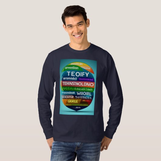 Word Cloud utilisant un T-shirt à manches complète (Devant entier)