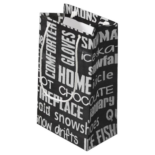 Word Cloud Wintry Klein Cadeauzakje (Achterkant Gekanteld)