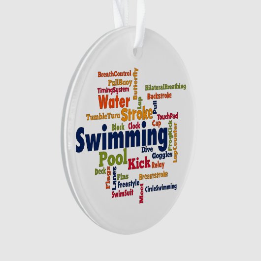 Word Cloud zwemmen Ornament (voorkant)