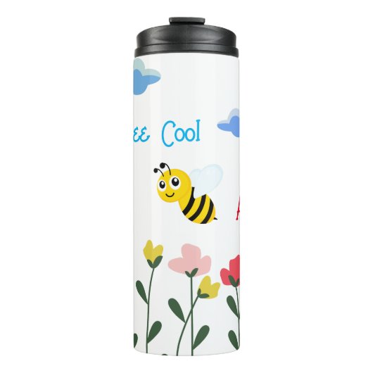 Word Cool Cute Bee Gepersonaliseerd naam Thermosbeker (Voorkant)