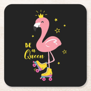 Word een koningin roze Schaats Roller Women Girls Vierkante Kartonnen Onderzetter