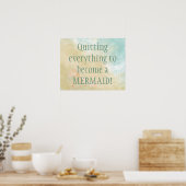 Word een Mermaid Fun Beach Quote Poster (Keuken)