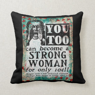 Word een sterke vrouw - Funny Vintage Ad Kussen