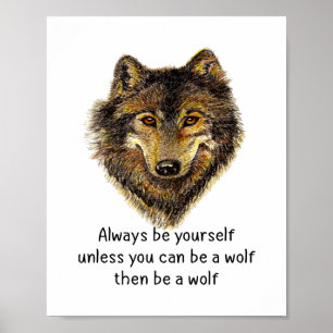 Word een Wolf Fun Quote Waterverf Art Poster