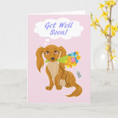 Word goed spoedig Puppy Kaart (Gele Bloem)