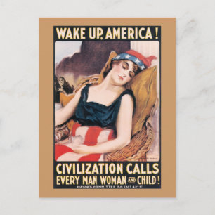 Word het Amerikaanse WWI-Poster wakker Briefkaart