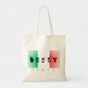 Word Italië boven de italiaanse vlag Tote Bag