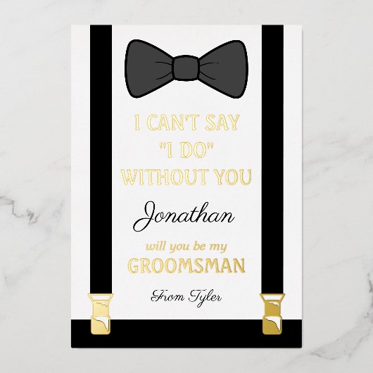 Word Je Mijn Bruidsjonker Folie Uitnodiging (Voorkant)