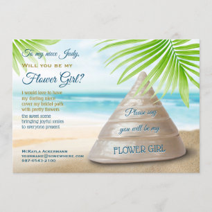 Word jij mijn Bloemenmeisje Beach bruiloft Seashel Kaart
