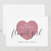 Word jij mijn Bloemenmeisje Kaart - Glittered (Voorkant / Achterkant)