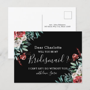 Word jij mijn bruidsman Kaart Bohemian Black Rozen