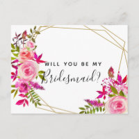 Word jij mijn bruidsmeisje briefkaart rozen?