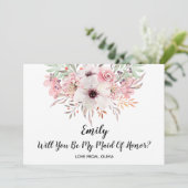 Word jij mijn bruidsmeisje? Chic Floral Kaart (Staand voorkant)