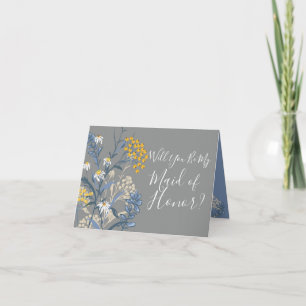 Word jij mijn bruidsmeisje? Daisy Floral Bridal Kaart