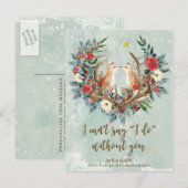 Word jij mijn bruidsmeisje kaart winter floral fox (Voorkant / Achterkant)