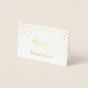 WORD JIJ MIJN BRUIDSMEISJE naam confetti spots Folie Kaarten
