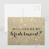 Word jij mijn bruidsmeisje PC - Gold Glitter Fab Uitnodiging Briefkaart (Voorkant / Achterkant)