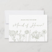 Word jij mijn bruidsmeisje Sage Boho Flowers? (Voorkant)