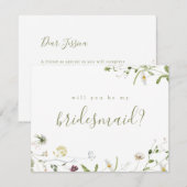 Word jij mijn bruidsmeisje Sage Wildflower Boho Kaart (Voorkant / Achterkant)