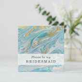 Word jij mijn bruidsmeisje Turquoise & Gold Kaart (Staand voorkant)