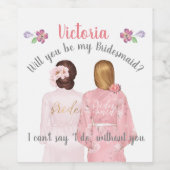 Word jij mijn bruidsmeisje Wijnlabel? Wijn Etiket (Enkel label)