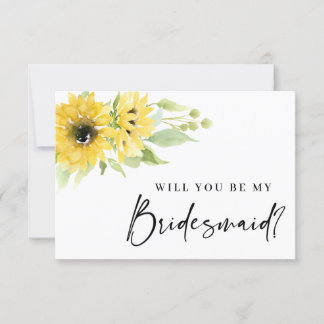 Word jij mijn bruidsmeisje zonnebloem kaart? kaart