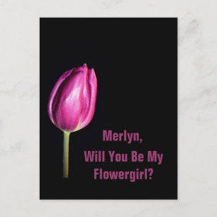 Word jij mijn Flowergirl roze tulpen bruiloft Briefkaart