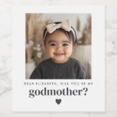 Word jij mijn Godmother Fotovoorstel? Wijn Etiket (Enkel label)