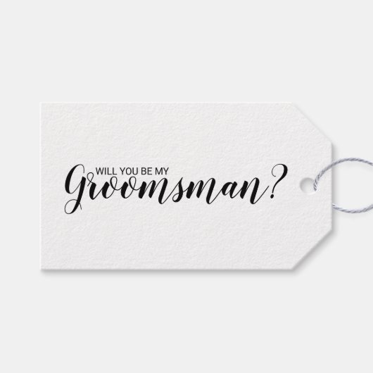 Word jij mijn groomman? Moderne Script Gift Labels Cadeaulabel (Voorkant (Horizontaal))