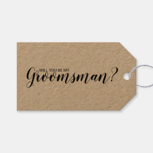 Word jij mijn groomman? Moderne Script Gift Labels Cadeaulabel