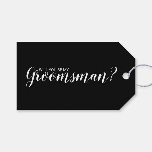 Word jij mijn groomman? Moderne Script Gift Labels Cadeaulabel (Voorkant (Horizontaal))