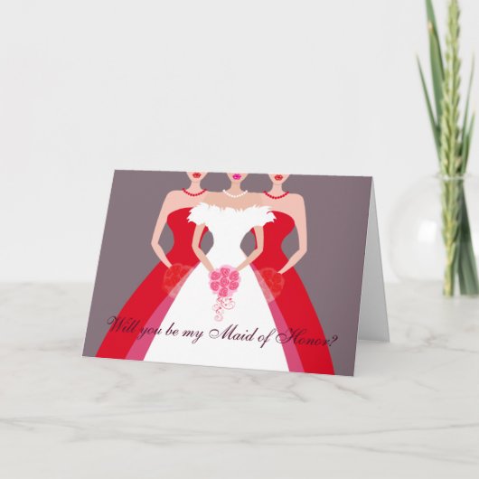 Word jij mijn Maid of Honor? Bruidsfeest (rood) (Voorkant)