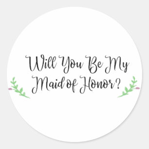 Word jij mijn Maid of Honor Flower Sticker? Ronde Sticker