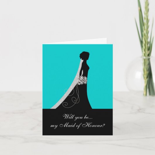 Word jij mijn Maid of Honor? Notitiekaarten Aqua (Voorkant)