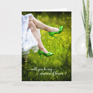 Word jij mijn Matron of Honor Green Trouwschoenen? Kaart