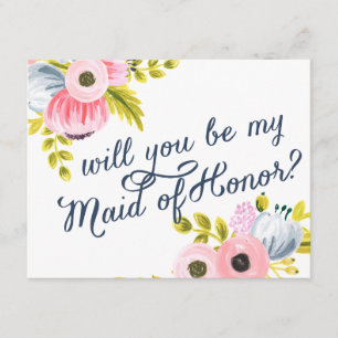 WORD JIJ MIJN MEID OF HONOR? hand geschilderde kaa Kaart