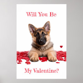 Word jij mijn Valentijn Duitse herder puppy Poster