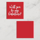 Word jij mijn Valentijn? rood modern script custom Informatiekaartje (Voorkant / Achterkant)
