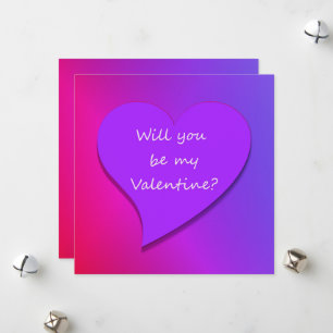 Word jij mijn Valentijn? Roze, rood Paarse hart Feestdagenkaart