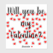 Word jij mijn Valentijn? Speelse rode harten Sticker (Vel)