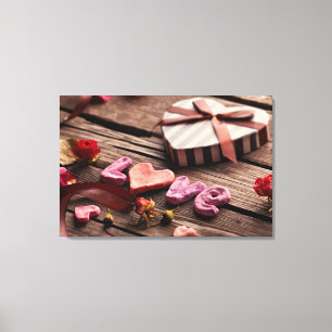 Word Love with Heart Shaped Valentijnsdag Gift Canvas Afdruk