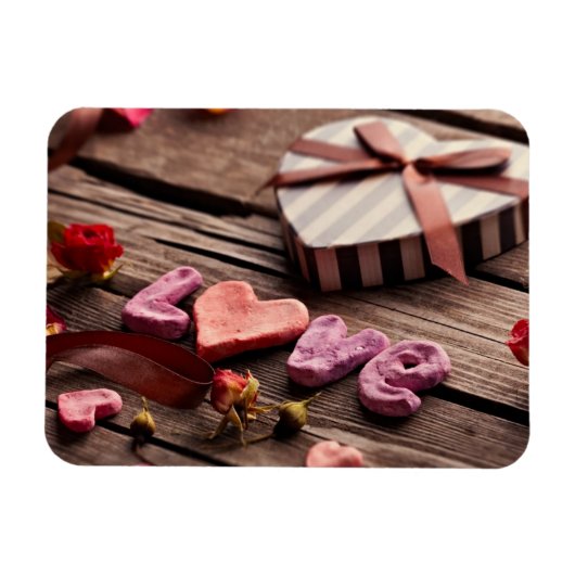 Word Love with Heart Shaped Valentijnsdag Gift Magneet (Horizontaal)