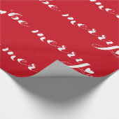 Word 'Merry Script Red & White Kerstfeestdag' Cadeaupapier (Hoek)