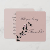 Word mijn Bloemenmeisje Roze uitnodiging (Voorkant / Achterkant)